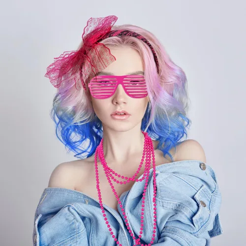 Vista 7 de Loritta 80s Costumes for Women Fancy Outfit Accessories Set, Cosplay Party Dress Up Tutu Skirt