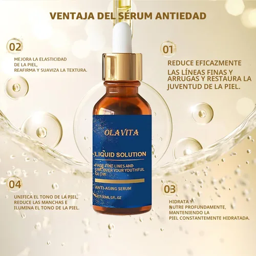 Vista 4 de OLAVITA Liquid Solution - Suero antienvejecimiento con vitamina C, suero facial hidratante y reafirmante con soporte de colágeno, paquete de 2