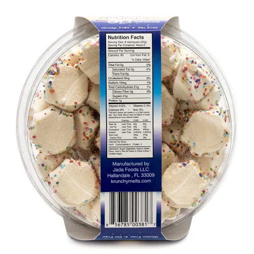 Vista 2 de Krunchy Melts - Galletas de merengue originales - Sabor a pastel de cumpleaños - Merengues - Sin grasa - Sin gluten - Sin nueces - Apto para Keto