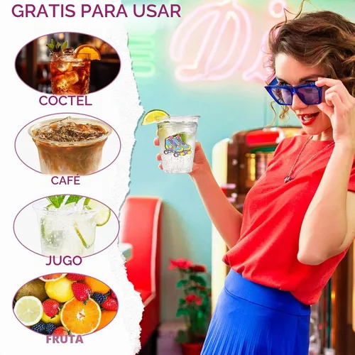 Vista 7 de 100 vasos de plástico desechables para fiestas de los 80 de 12 onzas de regreso a los 80, vasos transparentes desechables para discoteca de los 80