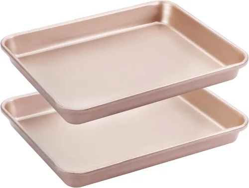 Vista 8 de HONGBAKE 2 piezas de bandeja plana grande para galletas sin bordes, bandeja para hornear aislada antiadherente, bandejas de horno comercial