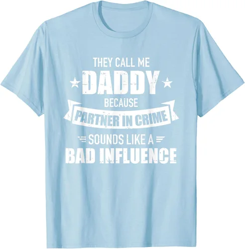 Vista 39 de Call me dad partner in crime bad influence camiseta divertida regalo papá, Negro, S