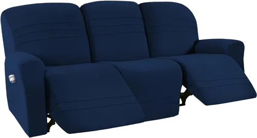 Vista 9 de Juego de fundas elásticas para sofá reclinable de 5 piezas, funda ajustada para sofás reclinables de 3 cojines, tela ultrasuave, lavable a máquina