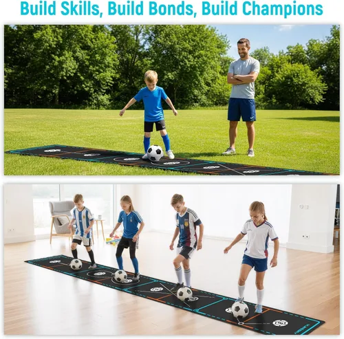 Vista 3 de Alfombrilla de entrenamiento de fútbol con escalera y conos integrados Entrenador de agilidad de juego de pies 4 en 1 para práctica