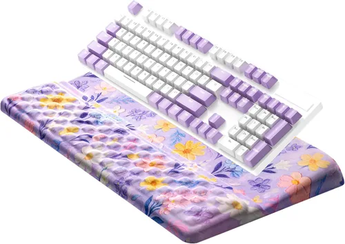 Vista 16 de Ospelelf Almohadilla para reposamuñecas para teclado, cómodo soporte ergonómico para teclado, accesorios de escritorio de oficina, artículos Anémona