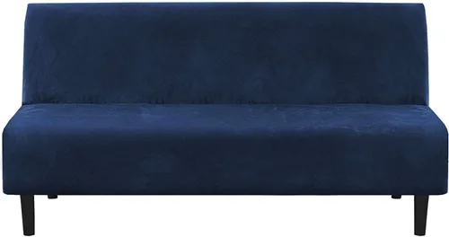 Vista 12 de IMYOGI Fundas de terciopelo para sofá sin brazos, fundas elásticas para sofá cama, fundas súper suaves, protector de muebles antideslizante con Negro