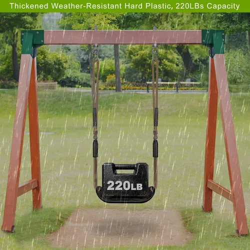 Vista 4 de BeneLabel Asiento de columpio resistente con cuerda ajustable, asientos de columpio de plástico para niños, asiento de columpio negro de repuesto