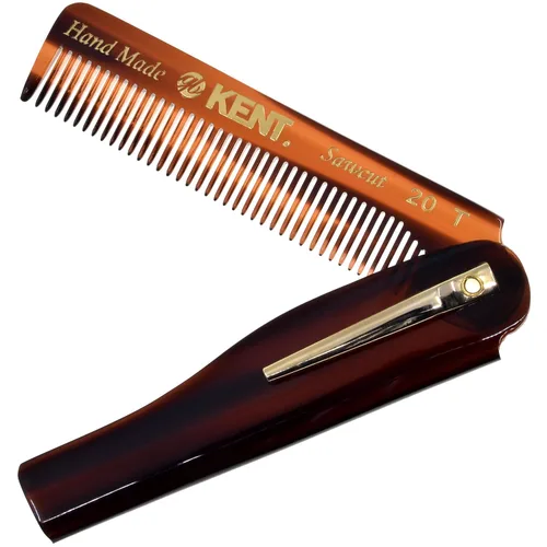 Vista 9 de Kent 20T - Peine de bolsillo plegable hecho a mano de grafito negro para hombres, peine de dientes finos para el cuidado diario del cabello, barba