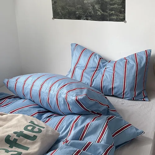 Vista 86 de mixinni Juego de funda de edredón vintage a rayas, tamaño twin, juego de ropa de cama de 3 piezas, 100% algodón lavado, suave y transpirable, funda
