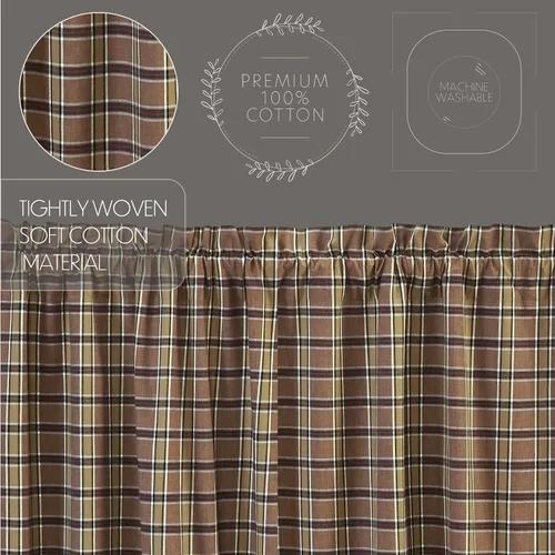 Vista 5 de VHC Brands Rustic & Lodge - Cortinas para ventana de cocina, par de festones Wyatt, marrón caqui