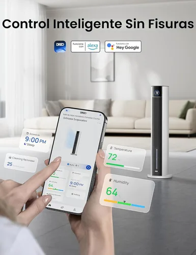 Vista 4 de DREO Enfriador evaporativo de pantano de aire, ventiladores de enfriamiento de 43 pulgadas que sopla aire frío 2026 actualizado, ventilador de piso