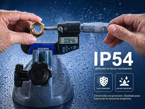 Vista 3 de Accusize Industrial Tools 0-1"/0-25 mm por 0.00005"/0.001 mm Micrómetro Digital Electrónico de 7 Teclas, Resistente al Agua, Ac21-1022