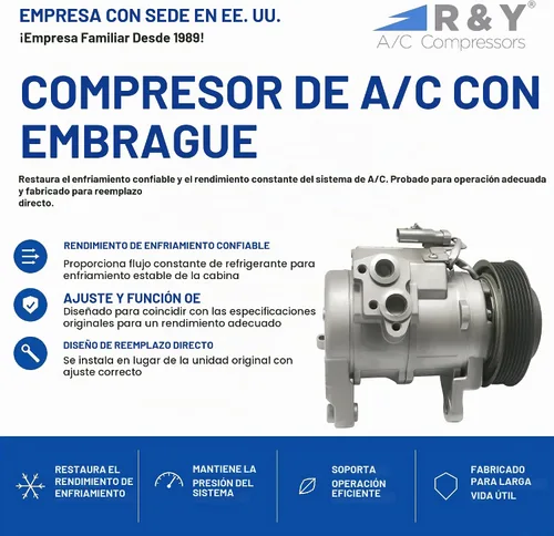 Vista 2 de RYC Compresor de aire acondicionado automotriz y embrague de A/C GG398