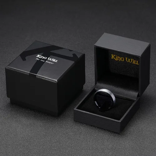 Vista 6 de King Will Anillo de carburo de tungsteno para hombre, acabado mate, 0.079pulgadas, 0.157pulgadas, 0.236pulgadas, 0.315pulgadas, color negro Anillo