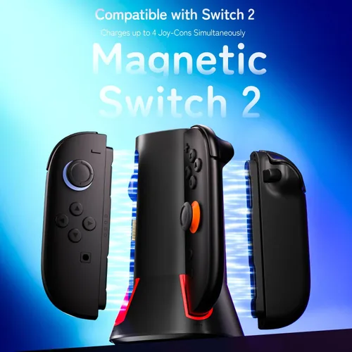 Vista 3 de Charging Dock Compatible with Switch 2 Joy-Cons Controllers - 4-Port Charger Station with LED Indicators - Fast Charging Compatible for Nintedos