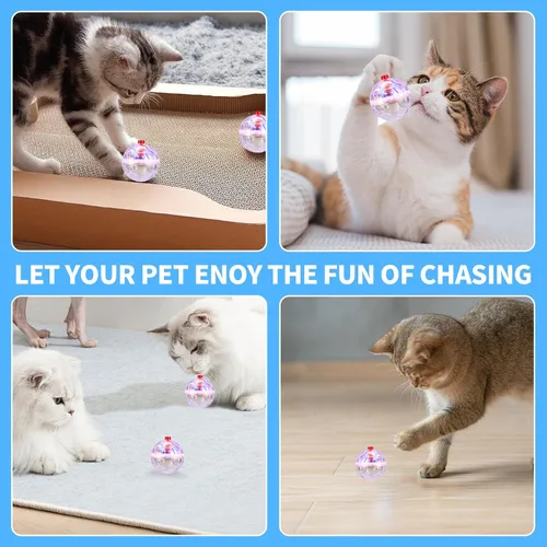 Vista 6 de Pelotas de gato iluminadas de 24 piezas, equipo de caza de fantasmas, bola mágica para gatos activada por movimiento interior, juguetes de plástico