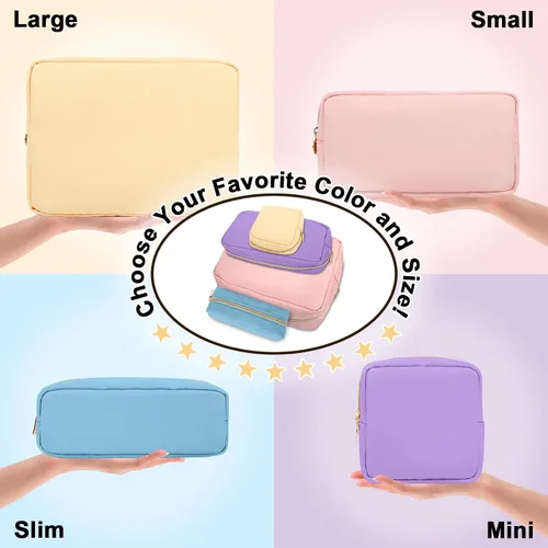 Vista 8 de izuzta Nylon Lager Pequeño Slim Mini Maquillaje Bolsa Organizador, Beige, Viajes