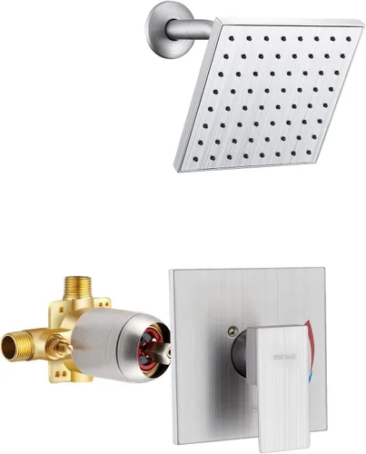 Vista 11 de Kit de bañera y ducha Esnbia, juego de grifo de bañera y ducha (válvula incluida) con cabezal de ducha de lluvia de 6 pulgadas y boquilla de bañera