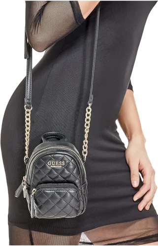 Vista 2 de GUESS Factory Evan - Mini mochila cruzada acolchada, Negro