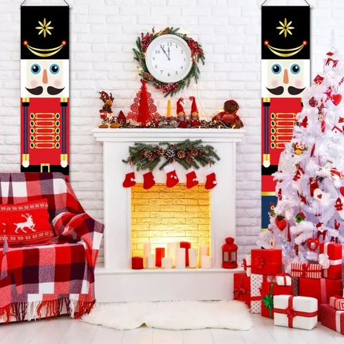 Vista 8 de Decoraciones navideñas de cascanueces, carteles de cascanueces para porche de 11.8 x 70.8 pulgadas, pancarta de cascanueces para exteriores