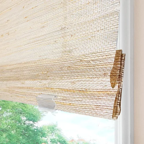 Vista 10 de Persianas romanas de bambú inalámbricas, 100% lino natural, diseño 1
