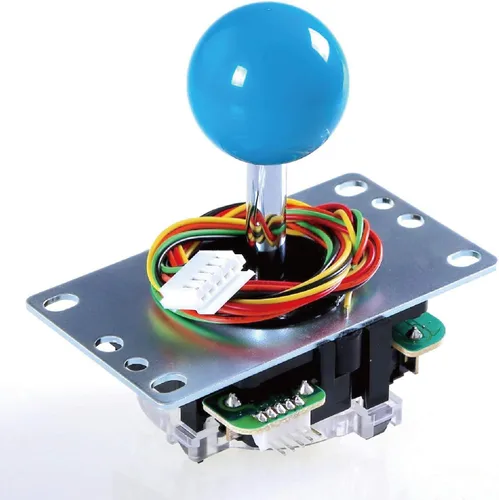 Vista 2 de Sanwa JLF-TP-8YT Joystick Sanwa 8 piezas OBSF-30 juego de pulsadores Color azul claro para juego arcade 4 y 8 vías ajustable juego de videojuegos