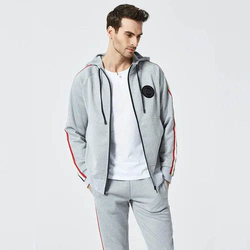 Vista 2 de DUOFIER Chándal deportivo con capucha para hombre, casual, con cremallera completa