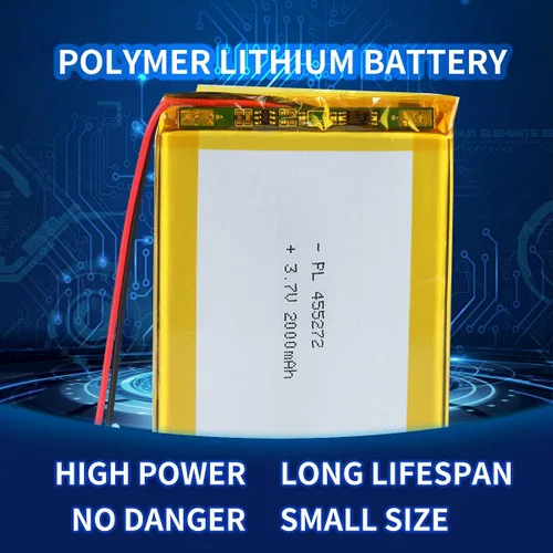 Vista 3 de 3.7V 2000mAh 455272 batería de iones de polímero de litio recargable Li-ion Li-Po baterías con conector PH2.0.000 in