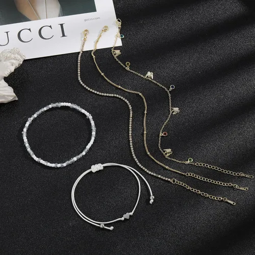 Vista 6 de 6 pulseras de tobillo para mujer, tobilleras de oro real de 14 quilates, impermeables, de espiga de espiga de oro Figaro, tobillera de eslabones