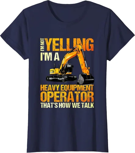 Vista 28 de Camiseta de la retroexcavadora de la construcción del operador del equipo pesado Asphalt Grey