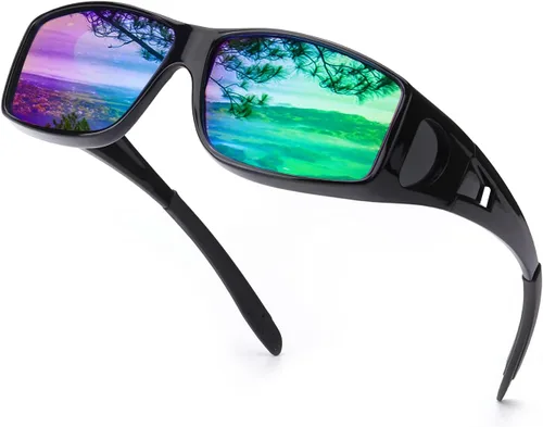 Vista 19 de IGnaef Fit Over Glasses Sunglasses for Men Women C01 Azul Azul Espejo
