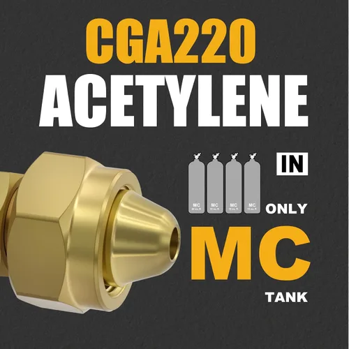 Vista 2 de AR-MC CGA200 MC Regulador de acetileno tanque, kit de acetileno estilo turbo a juego, acetileno de aire