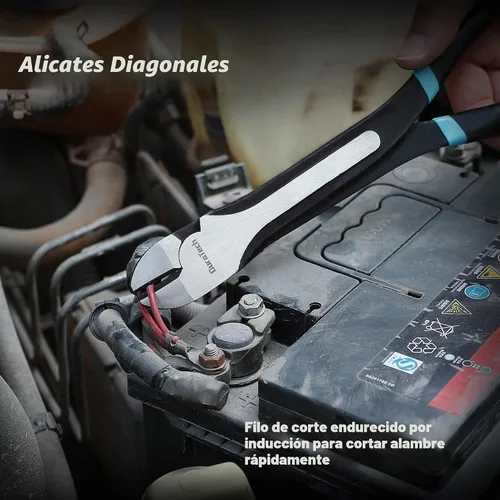 Vista 6 de DURATECH Juego de 4 alicates de punta de aguja extralargos, acero CRV premium, 11 pulgadas de largo alcance recto y punta doblada de 90° y punta