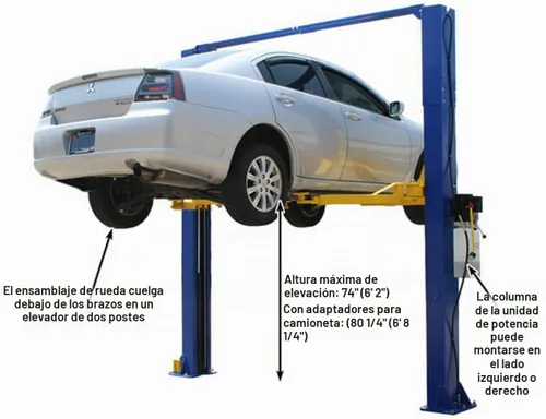 Vista 3 de Atlas Automotive Equipment 9KOHX Elevador de vehículo de 2 postes, Polipasto aéreo, Altura mínima de techo de 12 pies, Diseño de piso libre