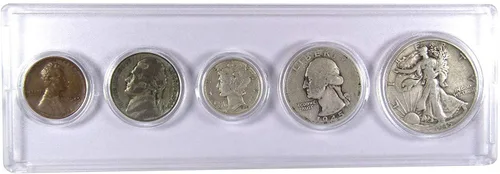 Vista 6 de Juego de 5 monedas coleccionables de 1934 en buen o mejor estado para regalo