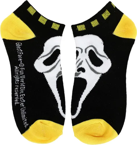 Vista 2 de Bioworld Scream Ghostface - Calcetines tobilleros para mujer (5 unidades), Multi colorido