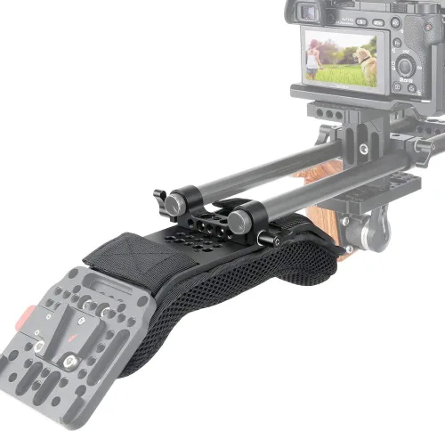 Vista 8 de NICEYRIG Sistema de soporte de almohadilla de hombro de 0.591 in para videocámara de cine de cámara DSLR, soporte de hombro con placa base, varilla