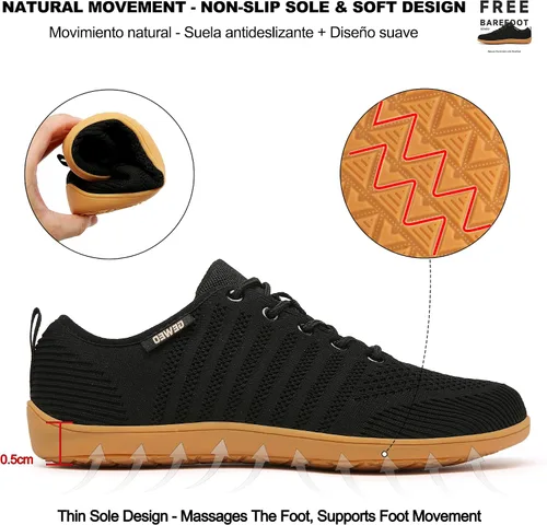 Vista 5 de Geweo Zapatos minimalistas unisex Suela sin caída Puntera ancha Comodidad más flexible Movimiento natural en forma de pie Zapatos deportivos