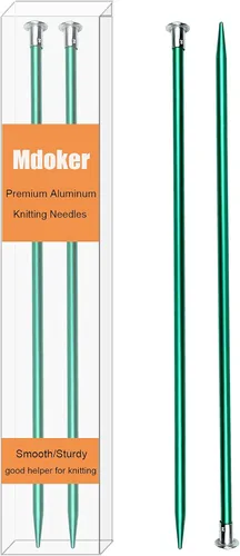 Vista 12 de Mdoker Agujas de tejer de aluminio de 13.8 pulgadas, aguja de tejer para suéter de metal recto de un solo punto de color para proyectos de tejer