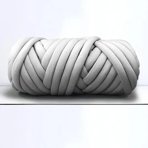 Vista 18 de Hilo grueso para tejido de brazo gigante para manta de nudo trenzado, hilo grueso jumbo tuerce tubular Ya rn suave extra grueso Yar n, tejido Gris