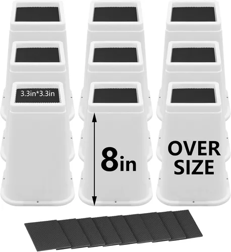 Vista 25 de Paquete de 4 elevadores de cama de 4 pulgadas resistentes, elevadores de muebles para dormitorio, tamaño individual XL, mesa, sofá, armario, marco