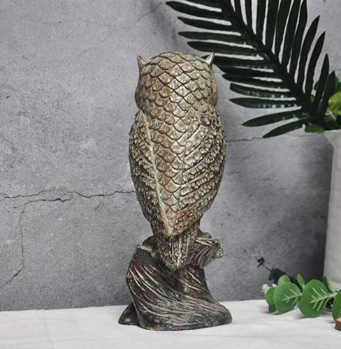 Vista 2 de LQX Escultura Artesanía de mesa Figuritas Coleccionables Estatua de Búho Ornamento, Escultura de Búho Material de Resina Patio Animal Escultura