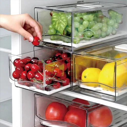 Vista 12 de bealy Paquete de 3 organizadores y almacenamiento para refrigerador, contenedores transparentes con cajón extraíble, cajones para refrigerador