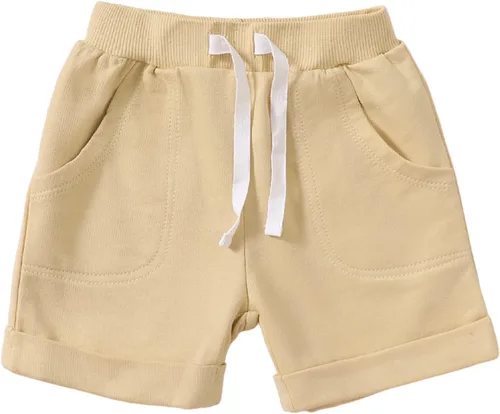 Vista 2 de SOBOWO Pantalones cortos deportivos de verano para bebés niños y niñas, paquete de 3 unidades, pantalones deportivos de algodón sólido, pantalones