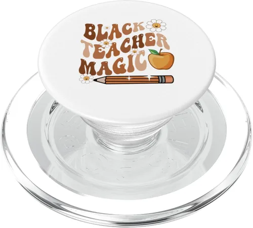 Vista 7 de Goovy Black Teacher Magic Afro Love Melanin African American PopSockets Adhesive PopGrip