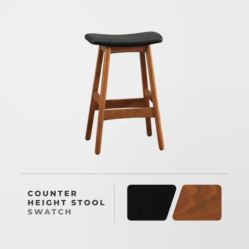 Vista 5 de Lexicon Springfield Taburete de altura de asiento de silla de montar (juego de 2), 25 pulgadas SH, negro mate