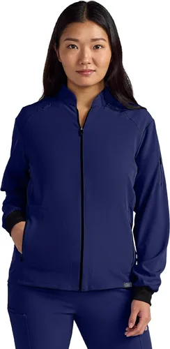 Vista 7 de ave. Women's Solano Four Pocket Athletic Scrub Jacket Negro