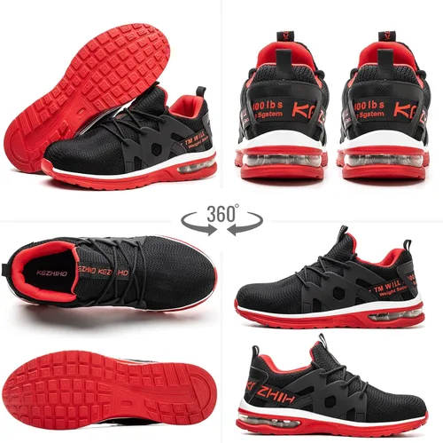 Vista 5 de Kezhiho Steel Toe Shoes for Men Women Air Cushion Lightweight Work Shoes Comfortable Breathable Puncture Proof Slip Resistant Sneakers