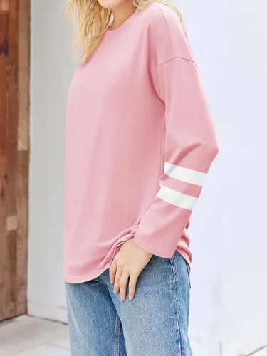 Vista 105 de Fisoew Camisetas de manga larga para mujer, holgadas, casuales, con cuello redondo, blusa suave