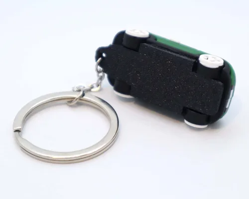 Vista 2 de Llavero con MINI Cooper (modelo de silicona), 3D OM, elegante y adorable cadena de plata (verde) (KM1-DG), Verde oscuro
